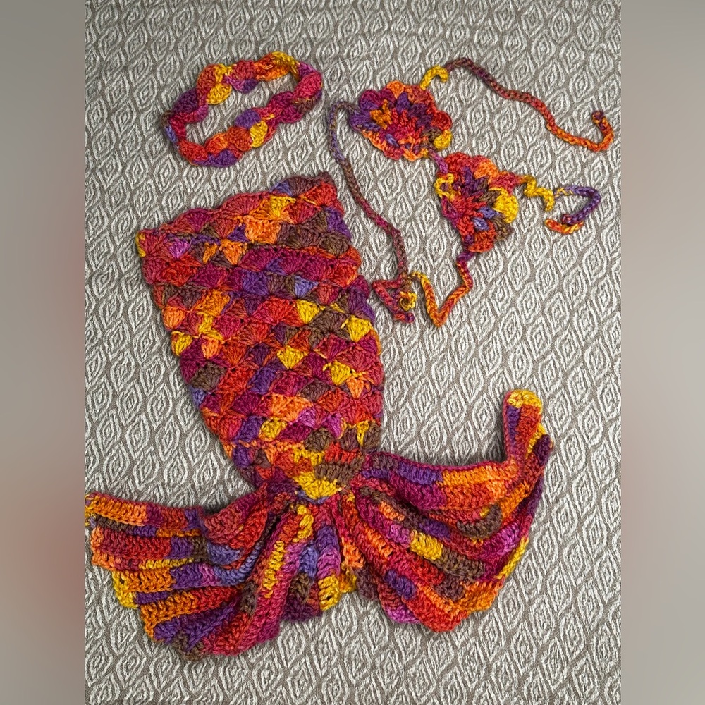 Colorful Crochet Mermaid Tail Set